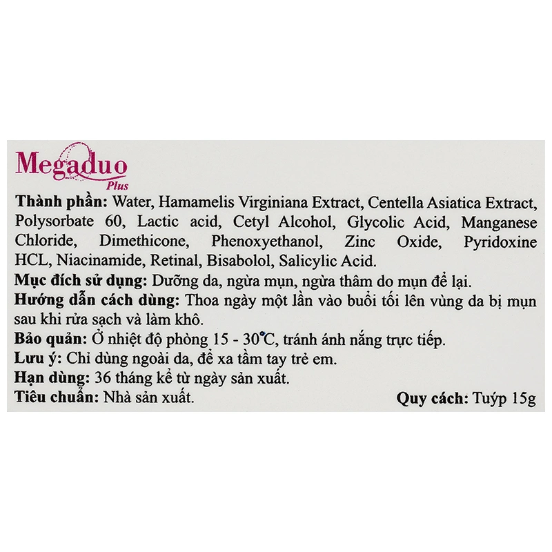 Gel Megaduo Plus ngừa mụn trứng cá, ngừa thâm tuýp 15g - 7